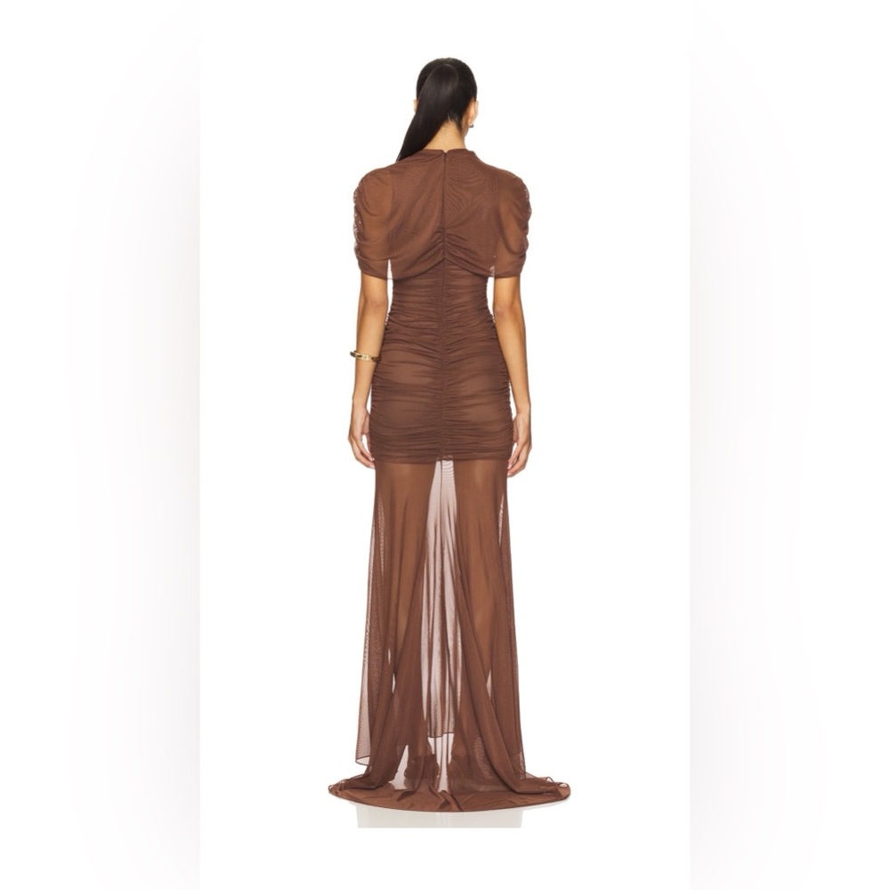 Revolve x Amanda Uprichard - Brown Mesh Ruched Maxi Dress - Picture 2 of 5